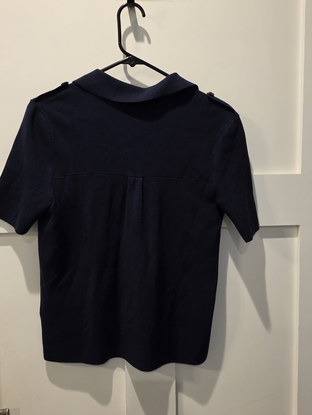 & OTHER STORIES Fitted Uniform Detail Polo Sweater Women's L Navy Paris Atelier - Picture 13 of 15